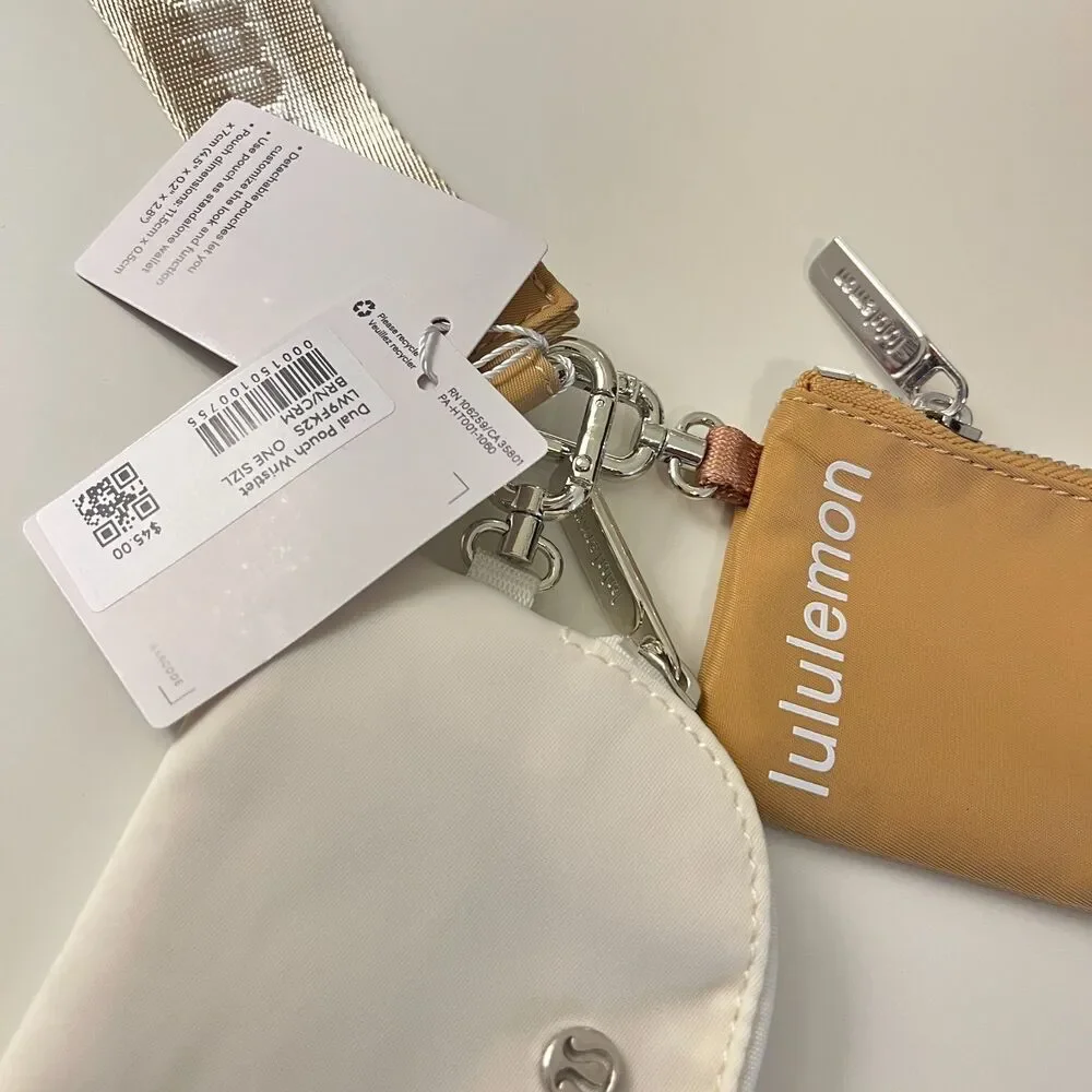 NWT Lululemon Dual Pouch Wristlet Tan/Ivory